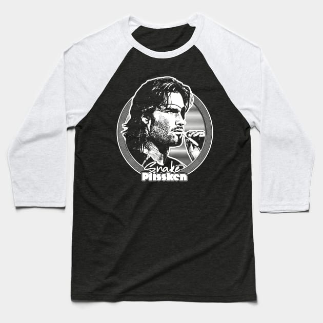 Snake Plissken // Retro 80s Style Fan Design Baseball T-Shirt by DankFutura